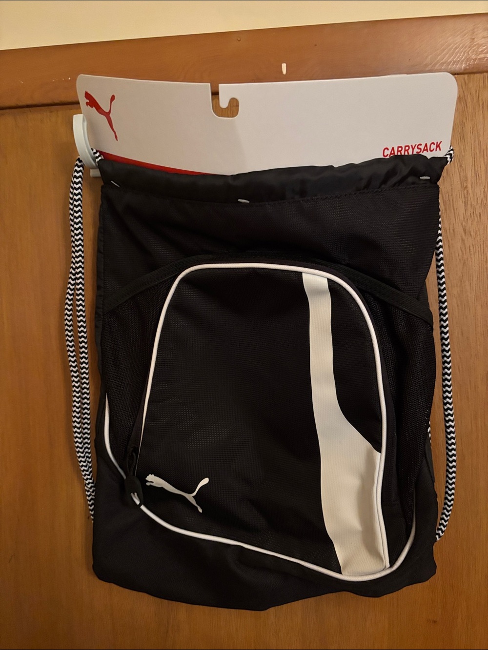 Puma Black and White Sport Drawstring Carry Sack
